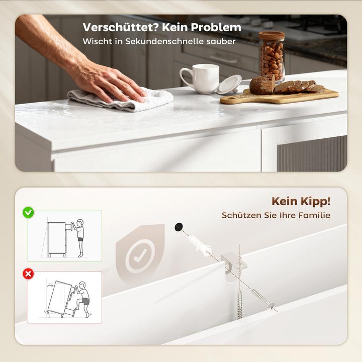 Produktbild Homcom Sideboard MDF, Glas Weiss (40 x 120 x 91 cm)