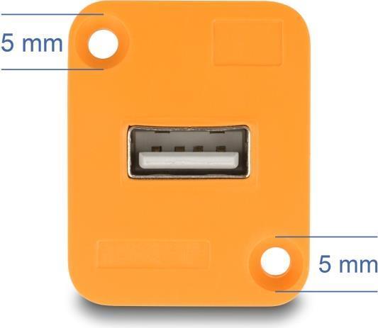 Actual product image Delock D-type module USB 2.0 type A socket to socket orange (0.04 m, USB 2.0)