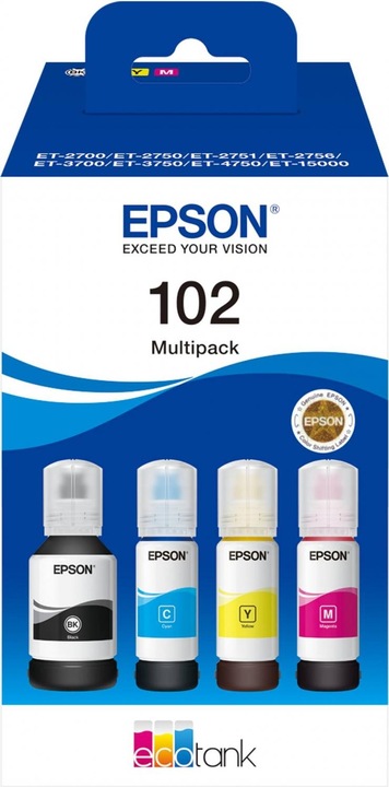 Actual product image Epson 102 EcoTank 4-colour multipack (M, Y, FC, C)