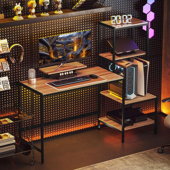 Image du produit Swisshandel24 Schreibtisch Computertisch mit Monitorständer, CPU-Ständer, Druckerablage, Braun