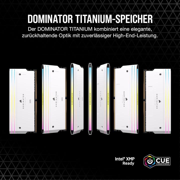 Image du produit Corsair RAM D5 6000 64GB C30 Dom Titanium K2 W (2 x 32GB, 6000 MHz, RAM DDR5, DIMM)