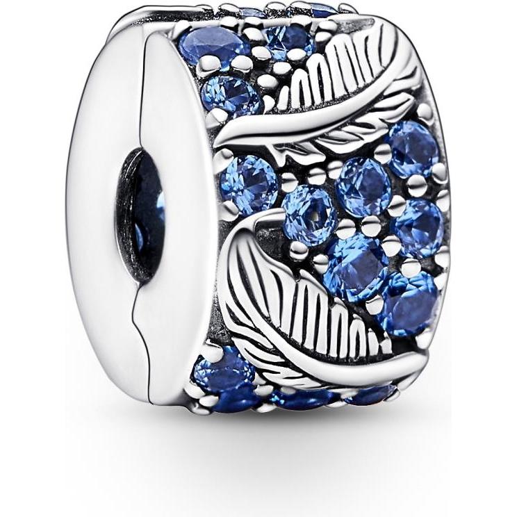 Pandora, Ciondolo collana, Pennino curvo e clip in pavé, (Argento 925)