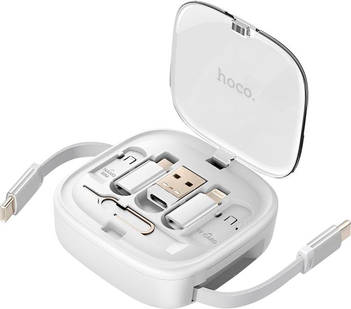 Produktbild Hoco Cable cable All-in-one retractable charging data cable set PD 3A 60W U140 0,95 m white (1 m, 60 W)