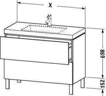 Produktbild Duravit Waschtischunterbau L-CUBE m WT Vero Air 698x800x480mm 1 HL leinen (480 mm, 800 mm)