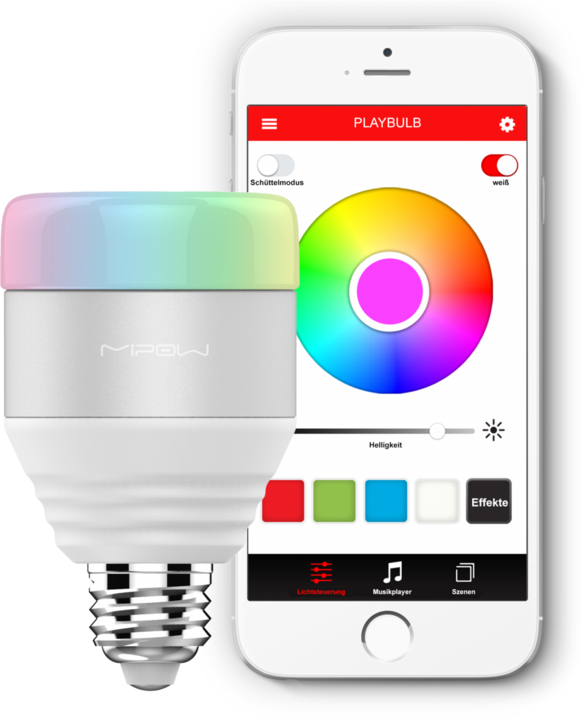 Actual product image MiPow Playbulb (E27, E26, 5 W, 280 lm, 1 x, A)