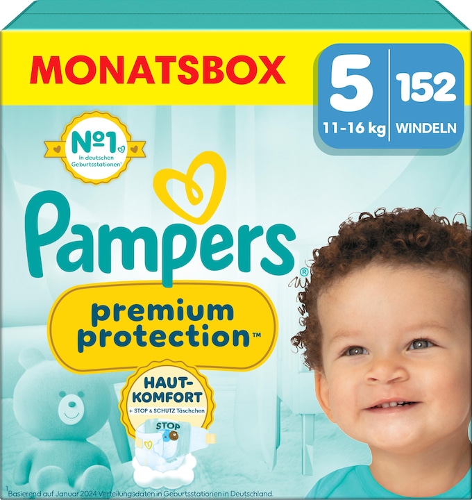 Produktbild Pampers Premium Protection (Gr. 5, Monatsbox, 152 Stück)