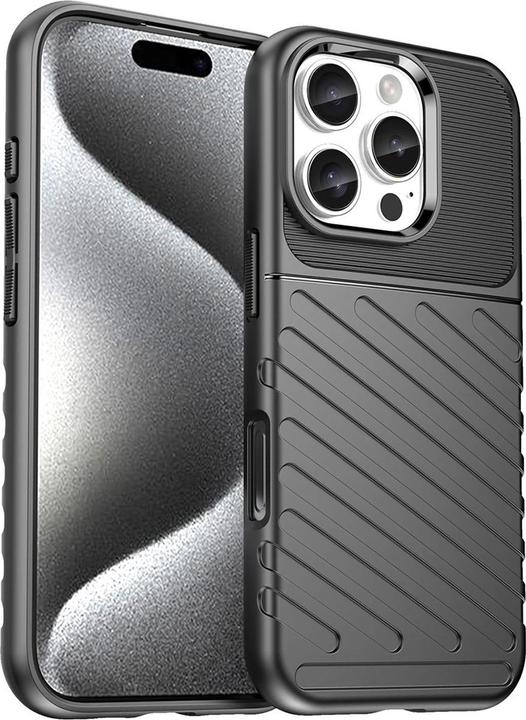 Actual product image Hurtel Back panel cover Thunder Case for iPhone 16e Silicone Armored Cover - Black (Apple iPhone 16e, Apple iPhone 17e)