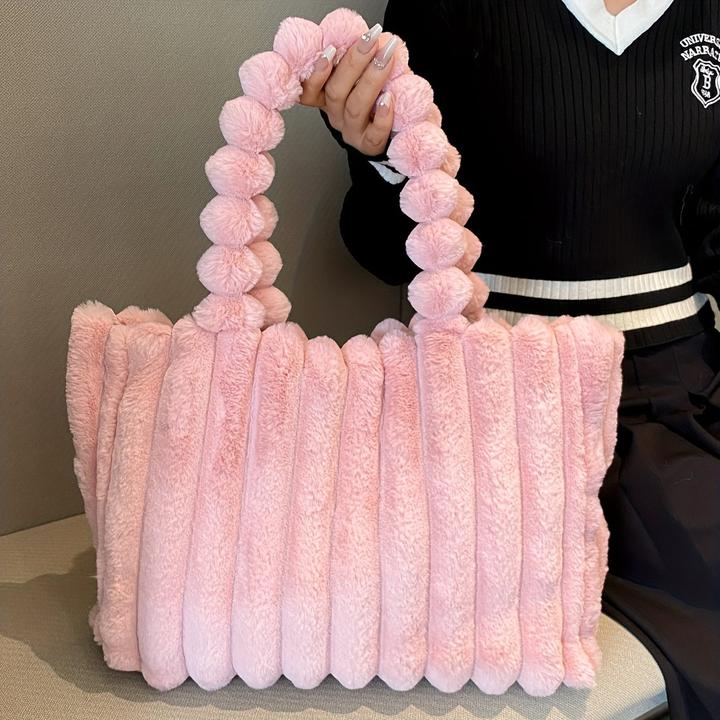 Produktbild Only-Bags.Store Plüsch Tote Bag, leichte grosse Kapazität Schulter Tote Bag, solide Farbe vielseitig Pendler Tasche