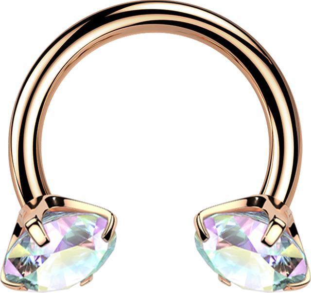 Produktbild Star Piercing Micro Circular Barbell Innengewinde rosegold zwei Kristalle multicolor gefasst (ohne Messing, Titan)