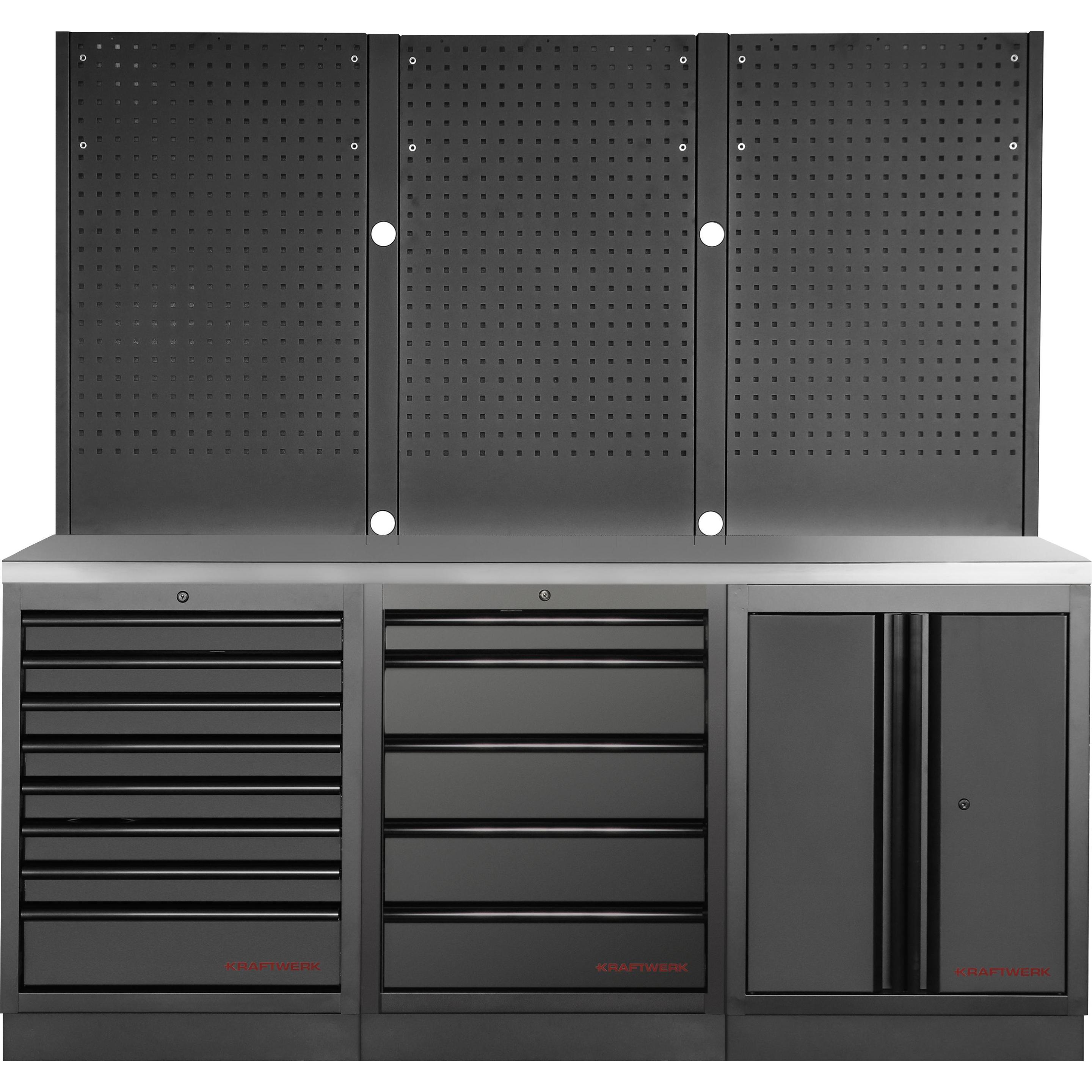 Kraftwerk, Werkstattschrank, MOBILIO BLK Kombi Lochwand Edelstahl (204 cm, 200 cm)