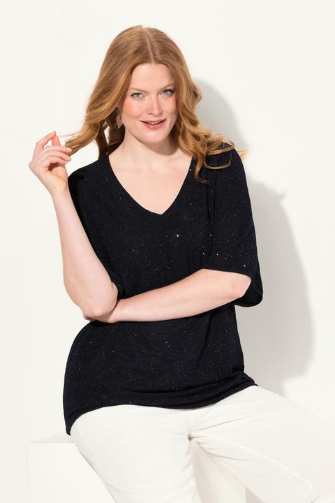 Actual product image Ulla Popken Sparkling Layered Short Sleeve Tee (46, 48)