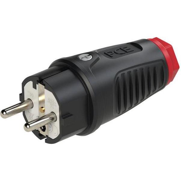 PCE, Netzstecker + Netzkupplung, 0521-sr Schutzkontaktstecker Gummi, Thermoplast 250 V Schwarz, Rot IP54