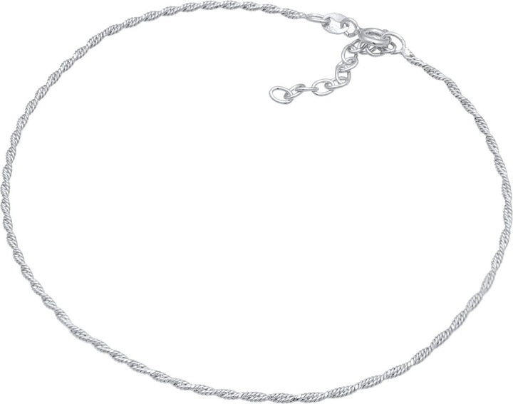 Elli Fussschmuck Kordelkette Gedreht Basic Zeitlos 925 Silber (925er Sterling Silber, 25 cm)