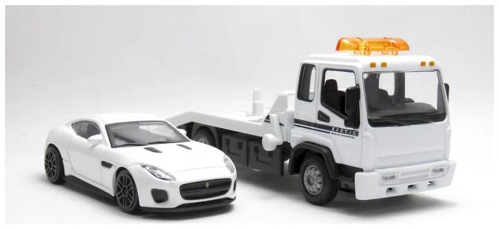 Actual product image Bburago 18/31419 Metal Street Fire scale 1:43 Official Jaguar F-Type v6 Dynamic with transport truck