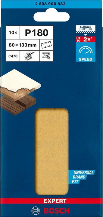 Actual product image Bosch Professional Zubehör Expert C470 Sandpaper with 8 holes for orbital sander, 80 x 133 mm, G 180, 10 pcs. (180)