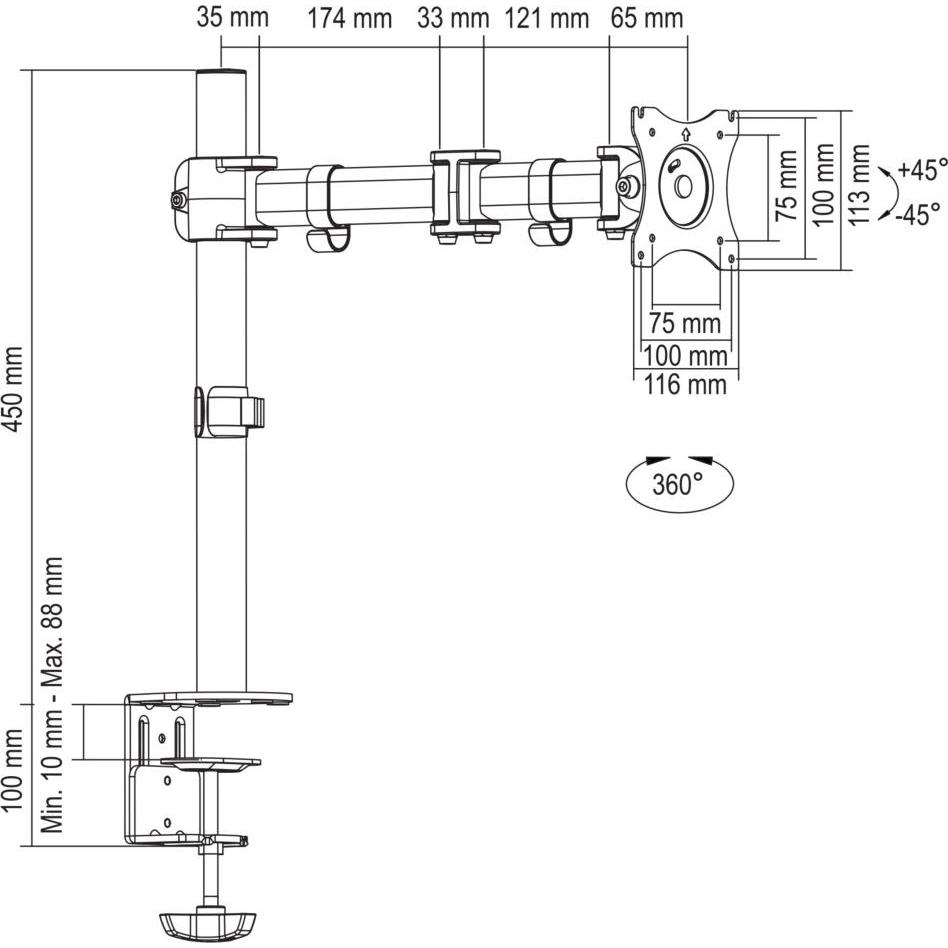 Thumbnail - Deltaco ARM-0303 (Tisch, 27"), Monitor Halterung, Schwarz