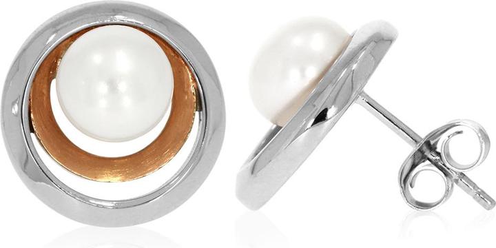 Immagine prodotto Xen Orecchini a perno bicolore con perla di acqua dolce bianca coltivata (Argento 925)