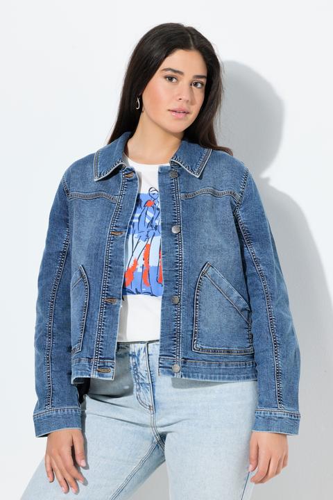 Produktbild Ulla Popken Jeansjacke, Rückendruck, Oversized, Hemdkragen (58)