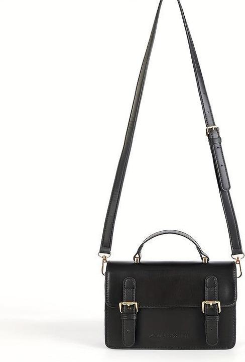 Immagine prodotto Only-Bags.Store Borsa preppy quadrata a tracolla in tinta unita, borsa a tracolla con patta con fibbie, marrone