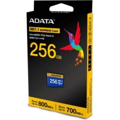 Adata microSD 256GB Premier Extreme SD7.1 (256 GB, microSDXC, U3, UHS-II), Speicherkarte, Blau, Gelb