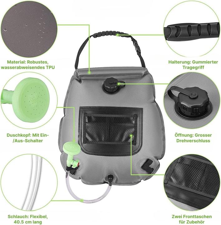 Produktbild Hermex Duschtasche Campingdusche Aufheizbare Outdoor-Dusche