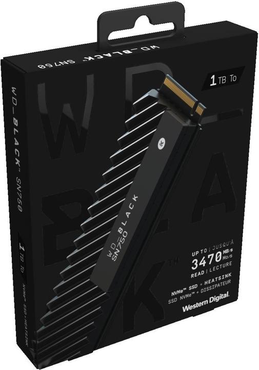 Produktbild WD Black SN750 Gaming - mit Heatsink (1000 GB, M.2 2280)