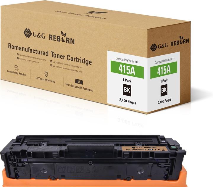 Image du produit G&G Toner Remplace HP 415A Compatible Noir 2400 pages Reborn remanufacturé (CF)