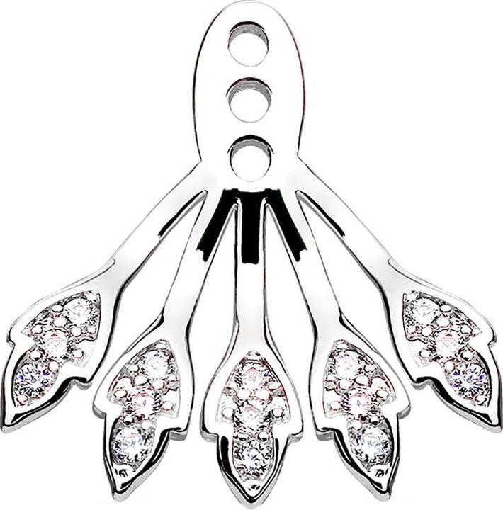 Immagine prodotto Star Piercing Orecchino Giacca d'argento con cinque foglie di cristallo (Ottone)