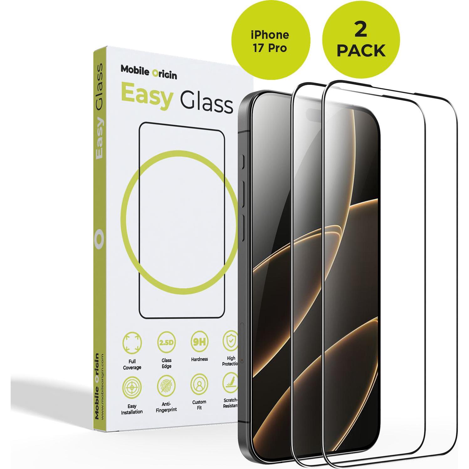 Mobile Origin EasyGlass iPhone 17 Pro Schutzglas / 2 Stück (2 pz., Apple iPhone 17 Pro), Pellicola protettiva smartphone