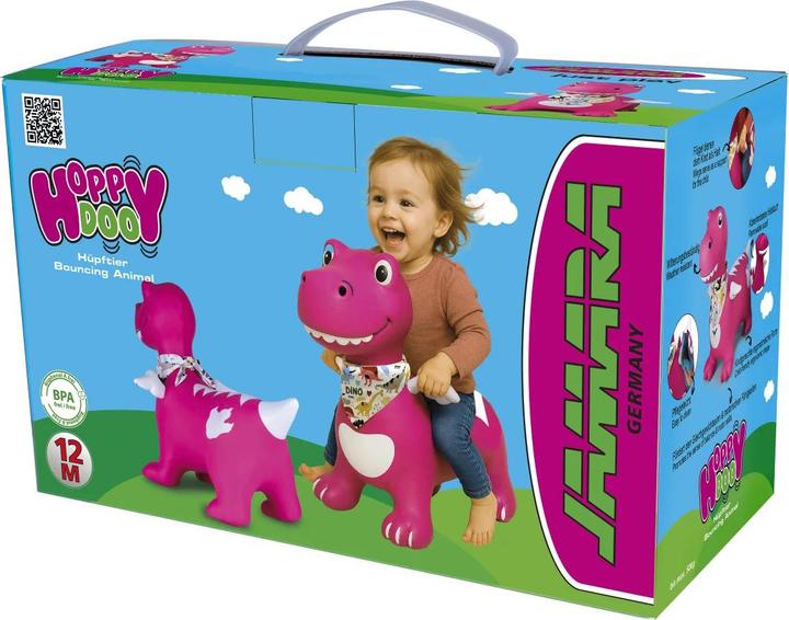 Produktbild P!nk Hüpftier Dino mit Flügel HoppyDoo pink mit Pumpe