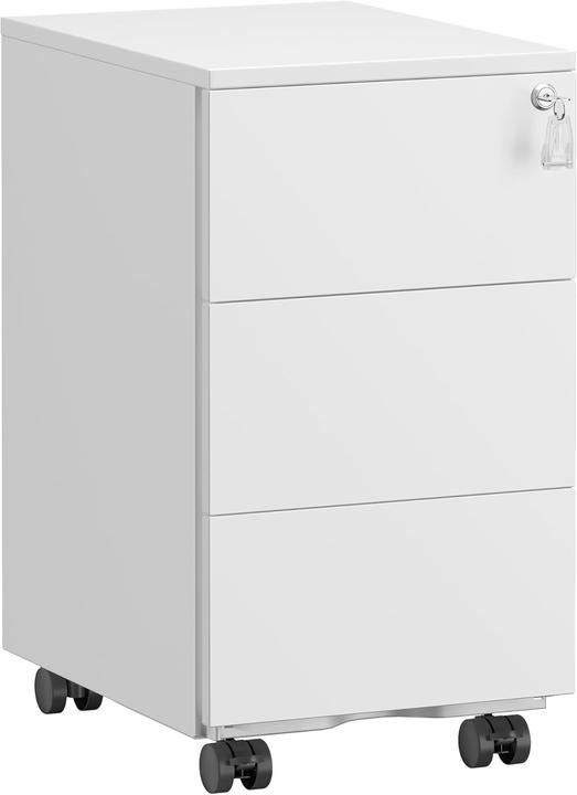 Songmics Mobiler Aktenschrank OFC079W01 mit 3 Schubladen, abschliessbar