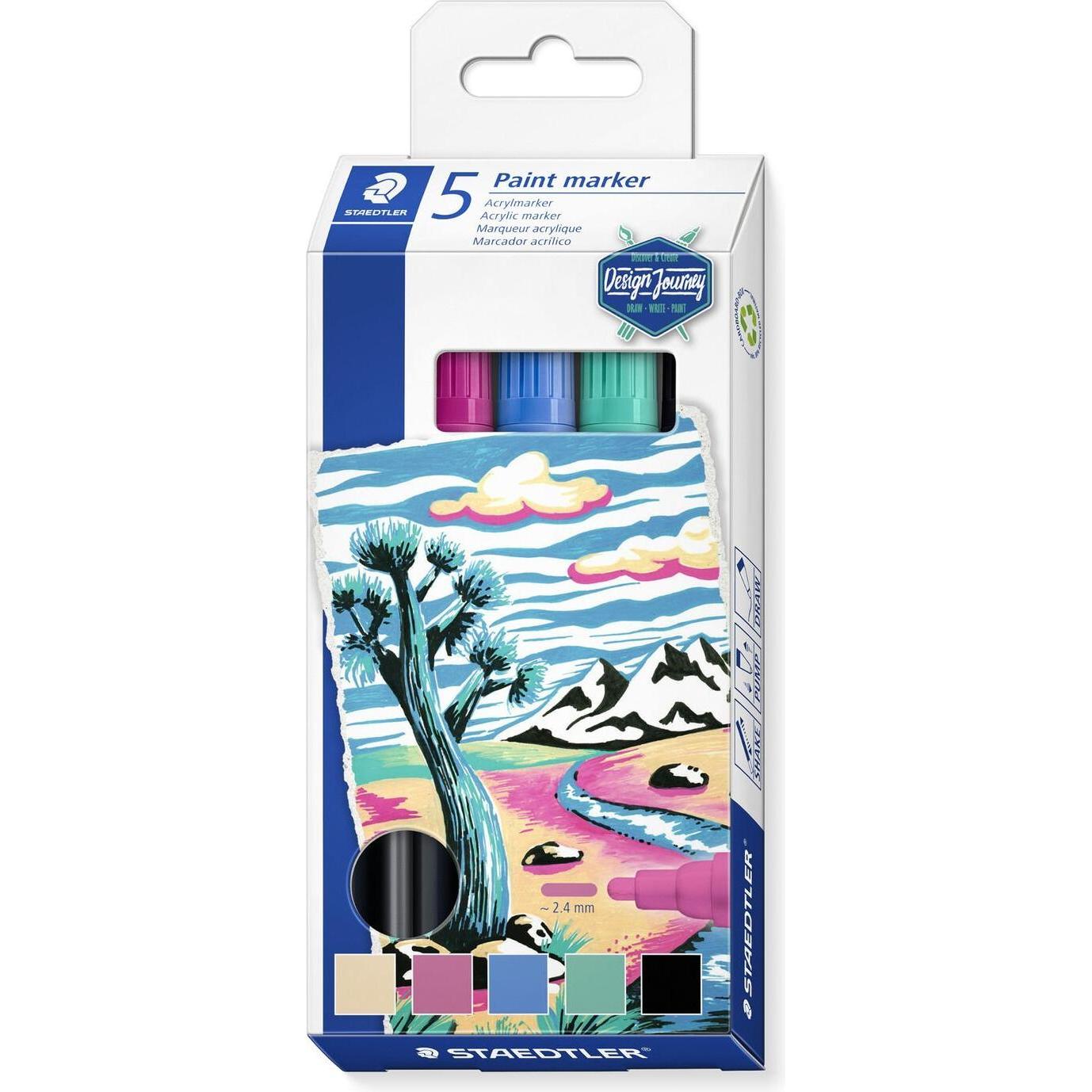 Staedtler, Marker, Lumocolor Acrylmarker paint marker, 5er Etui (Mehrfarbig, 2.40 mm, 5 x)