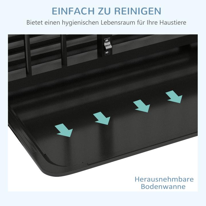 Produktbild PawHut Hundekäfig mit Auffangschale und Rollen (Hundezwinger)