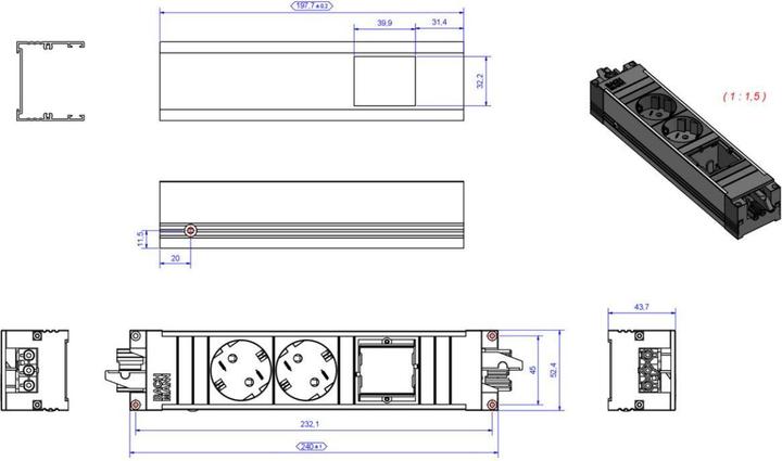 Actual product image Bachmann Multiple socket outlets (2x, CEE 7/3)