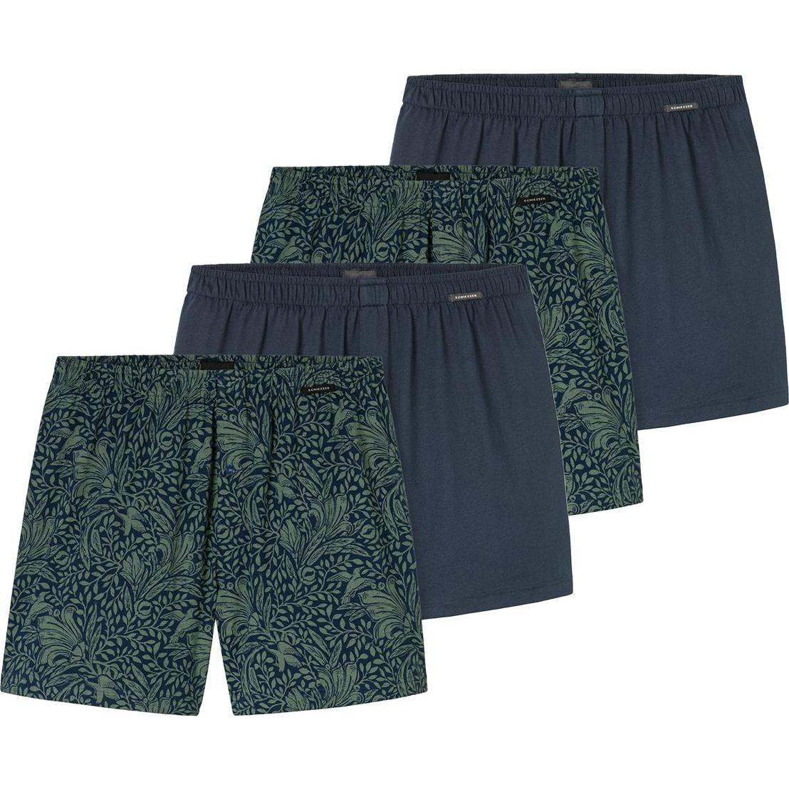 Schiesser, Herren, Unterhosen, 4er Pack Singel-Jersey Boxershorts, Grün, (5, M, 4er Pack)