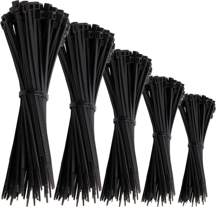 Offgridtec Kabelbinder 1000 Stk. Schwarz Nylon UV-Beständig Verschiedene Längen 100mm 150mm 200mm 250mm 300mm (Plastic cable ties, 300 mm, 1000 pcs.)