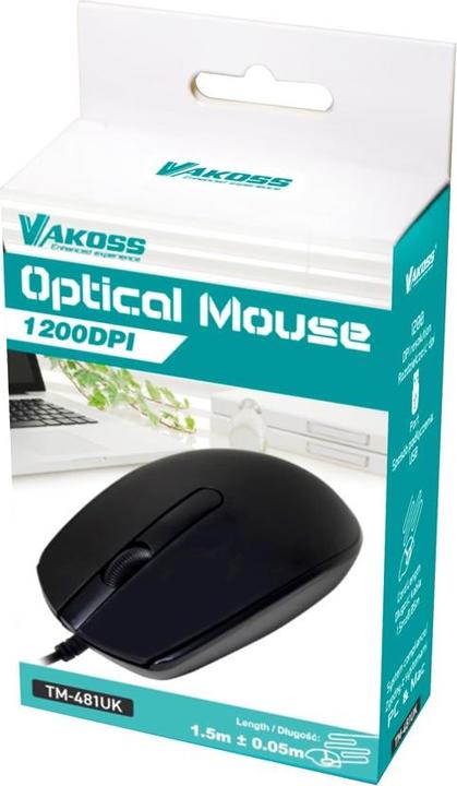 Actual product image Vakoss TM-481UK Mouse USB Type-A Optical 1200 DPI (Cable)