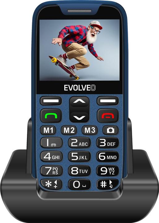 Produktbild Evolveo EasyPhone XR, mobilní telefon pro seniory s nabíjecím stojánkem, modrá (2.30", 0.30 Mpx)