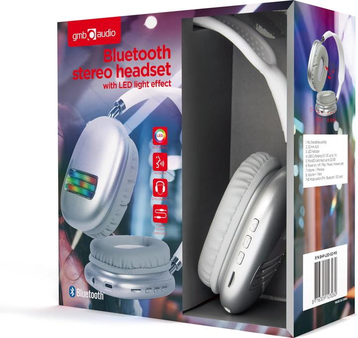 Produktbild Gembird Bluetooth stereo LED headset (8 h, Kabellos)