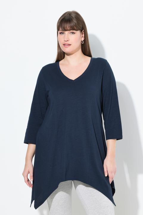 Produktbild Ulla Popken Shirt, Zipfelsaum, V-Ausschnitt, 3/4-Arm (56)