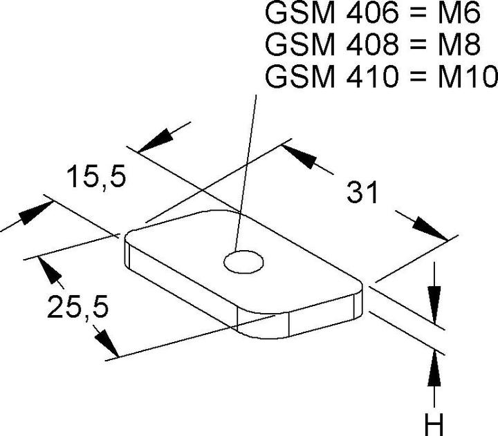 Actual product image Niedax NIE GSM408E3 Sliding nut without cyl. head thread M8 height 6mm (M8)