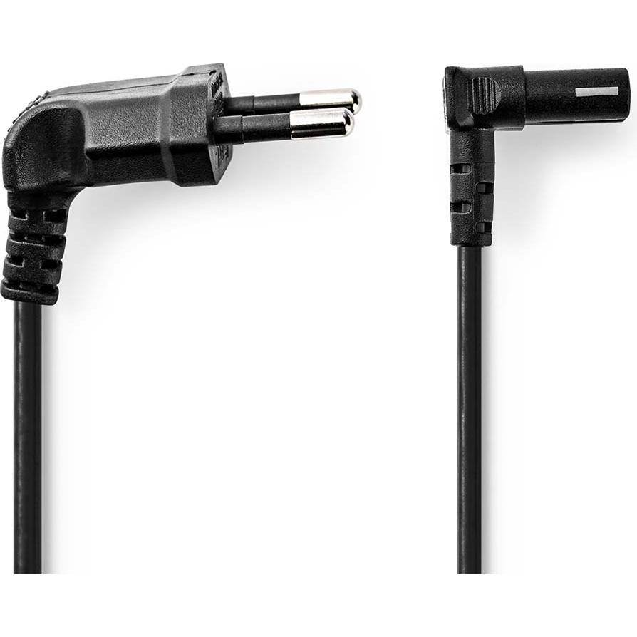 Nedis Stromkabel Euro Männlich IEC-320-C1 Abgewinkelt 90° abgewinkelt Vernickelt 2.00 m (2 m), Stromkabel