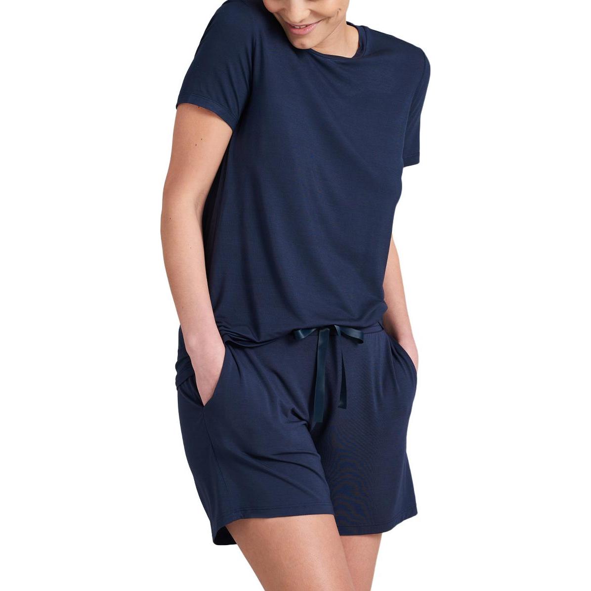 Thumbnail - Schiesser, Damen, Pyjama, Modal Schlafanzug Kurzarm, Blau, (34)