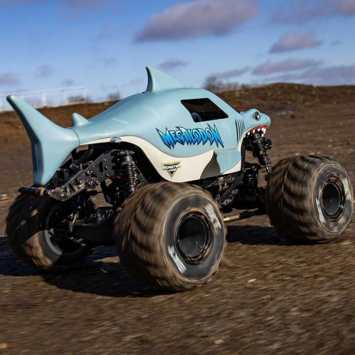 Actual product image Losi M.TRUCK MEGALODON RTR 4WD 1:18 EP Mini LMT Megalodon 2S Brushed - BLUE (Battery & Charger Included) (RTR Ready-to-Run)