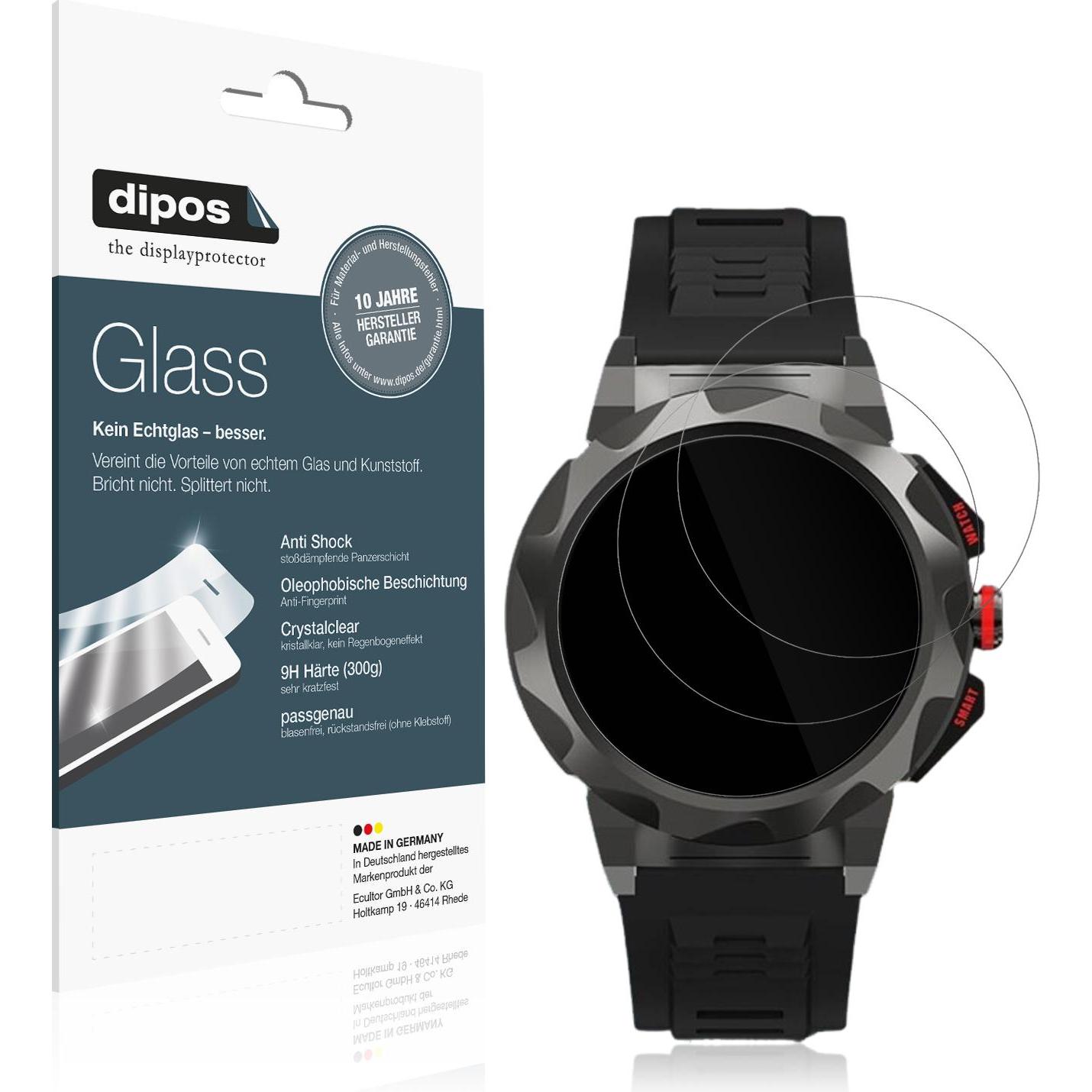 Dipos Anti-Shock Displayschutz 9H, Smartwatch Schutzfolie, Transparent
