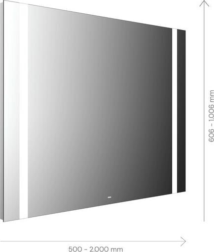 Emco MI 500 miroir lumineux LED, deux découpes lumineuses latérales, interrupteur à capteur dissi