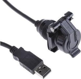 Produktbild Amphenol USB-A,Buchs,Deckel,Kabel 1,0m (1 m, USB 2.0)