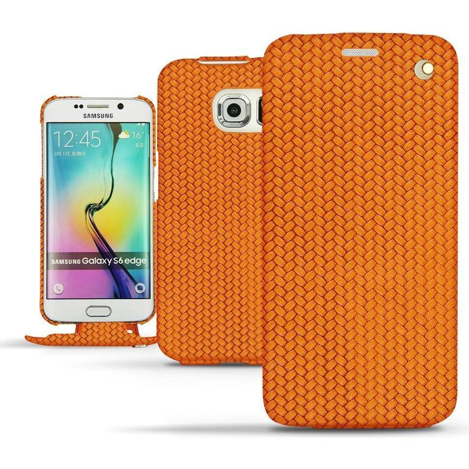 Noreve Lederschutzhülle vertikal (Samsung Galaxy S6), Smartphone Hülle, Orange