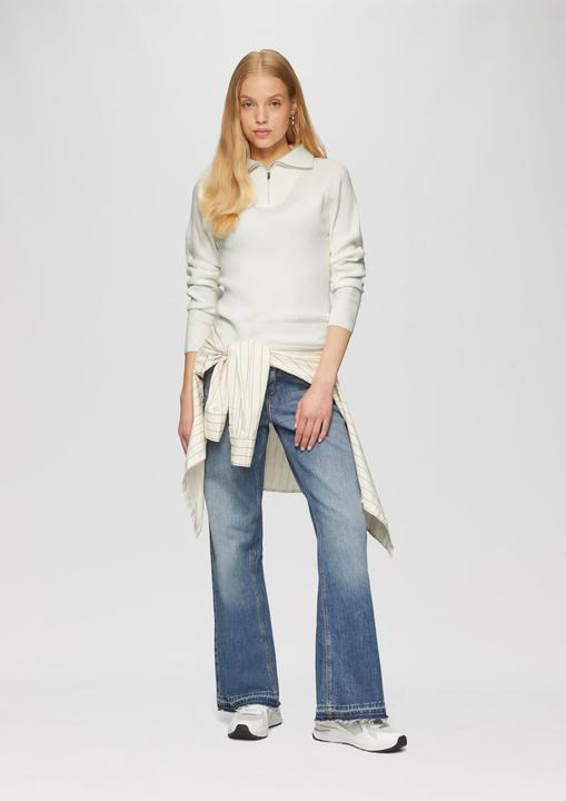 Produktbild s.Oliver Strickpullover Schmaler Pullover mit Troyer-Kragen (L)