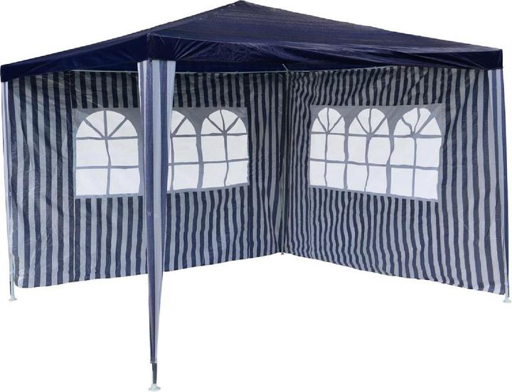 Actual product image VCM Pavillon 3x3 m in blau weiss PE Plane 2 Seitenteile Partyzelt Gartenzelt Zelt (300 cm, 300 cm)